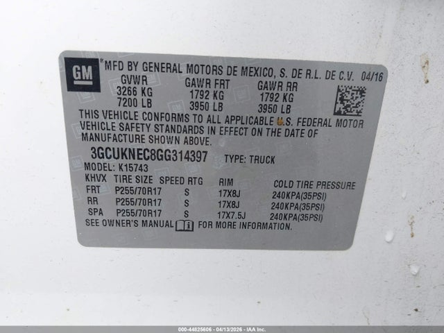 3GCUKNEC8GG314397 Chevrolet Silverado 1500 Wt