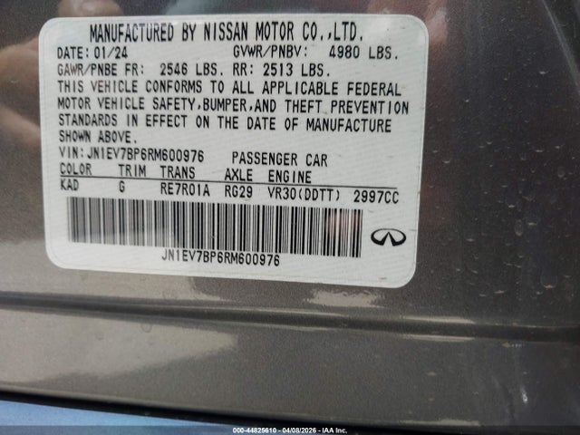 2024 Infiniti Q50 Luxe მანქანა იყიდება აუქციონზე, vin: JN1EV7BP6RM600976, აუქციონის ნომერი: 44825610