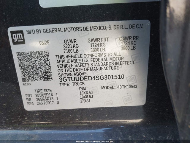 2025 GMC SIERRA 1500 3GTUUDED4SG301510 Photo 8