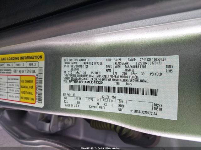 Ford RANGER XL 2021 1FTER4FH1MLD49320 Image 9