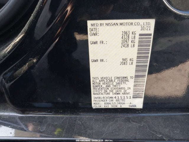 Nissan Altima Sr Fwd 2021 1N4BL4CV5MN415151 Image 9