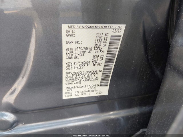 Nissan TITAN SV 2019 1N6AA1E67KN519246 Image 9