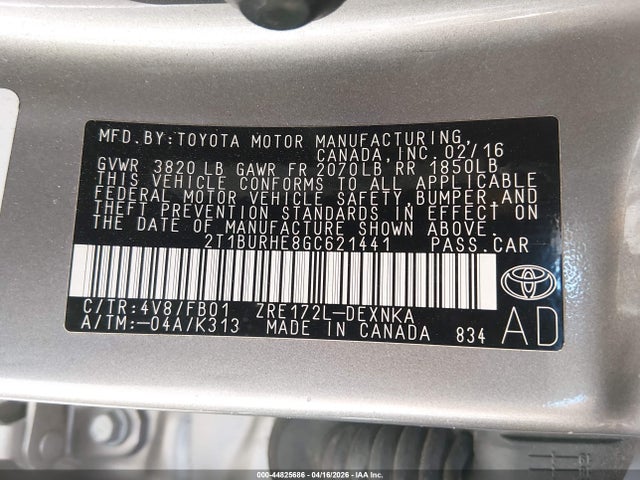 Toyota COROLLA LE 2016 2T1BURHE8GC621441 Image 9