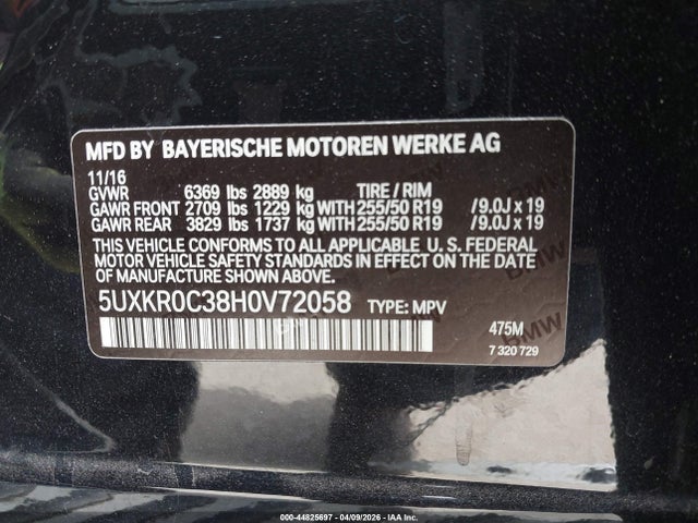 2017 Bmw X5 Xdrive35i მანქანა იყიდება აუქციონზე, vin: 5UXKR0C38H0V72058, აუქციონის ნომერი: 44825697