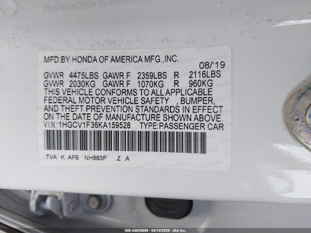 1HGCV1F36KA159528 Honda Accord Sport
