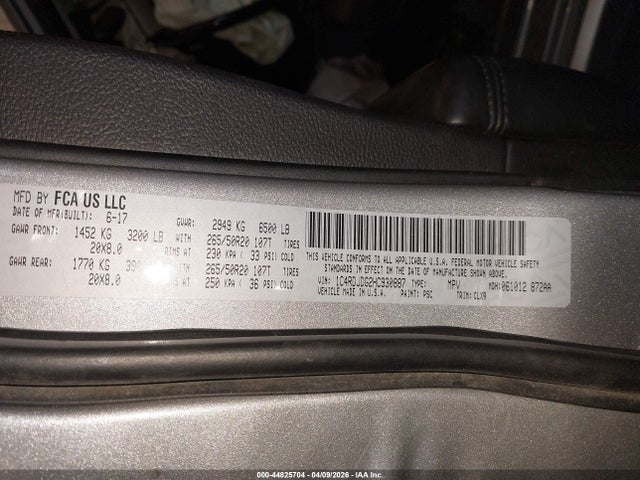 44825704 :رقم المزاد ، 1C4RDJDG2HC930887 vin ، 2017 Dodge Durango Gt Awd مزاد بيع
