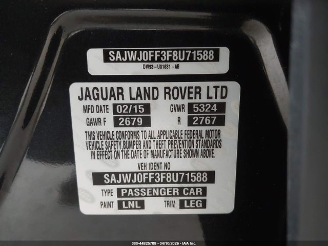 SAJWJ0FF3F8U71588 Jaguar Xf 3.0 Portfolio/3.0 Sport