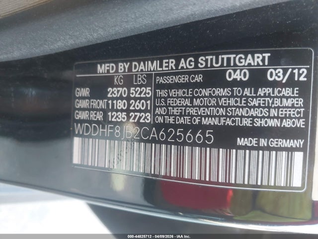 2012 Mercedes-benz E 350 4matic მანქანა იყიდება აუქციონზე, vin: WDDHF8JB2CA625665, აუქციონის ნომერი: 44825712