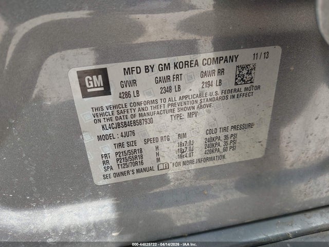 Aukcja sprzedaży 2014 Buick Encore Convenience, vin: KL4CJBSB4EB587930, numer aukcji: 44825722