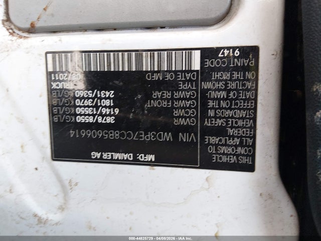 2011 Mercedes-benz Sprinter 2500 Normal Roof მანქანა იყიდება აუქციონზე, vin: WD3PE7CC8B5606614, აუქციონის ნომერი: 44825729