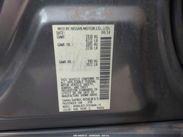 1N4AL3AP8EC406855 Nissan Altima 2.5 S