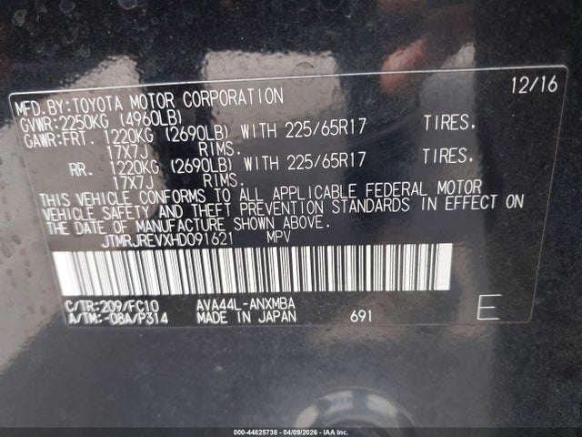 JTMRJREVXHD091621 Toyota Rav4 Hybrid Xle