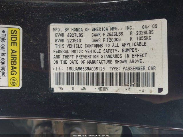 Продаж на аукціоні авто 2009 Acura Tl 3.7, vin: 19UUA96539A006129, номер лоту: 44825742