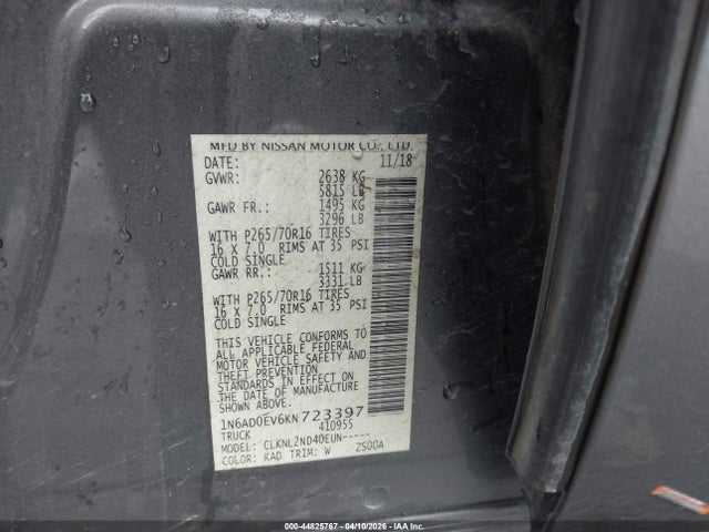 Nissan Frontier Sv 2019 1N6AD0EV6KN723397 Image 9