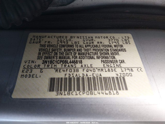 2011 NISSAN VERSA 3N1BC1CP0BL446818 Photo 8