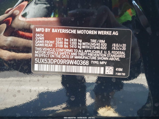 Aukcja sprzedaży 2024 Bmw X3 Xdrive30i, vin: 5UX53DP09R9W40368, numer aukcji: 44825794