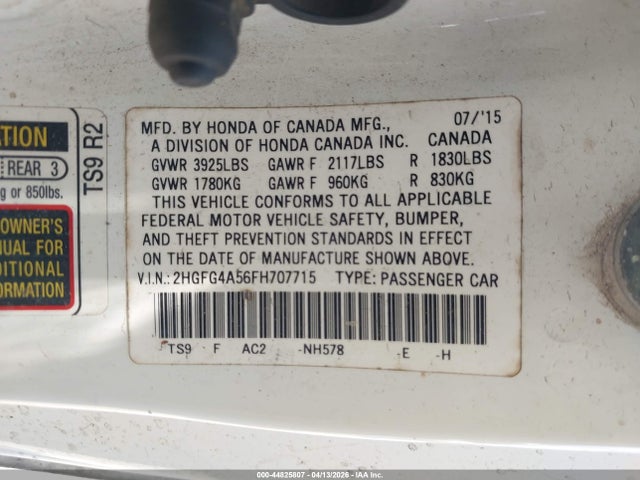 Honda CIVIC SI 2015 2HGFG4A56FH707715 Image 9