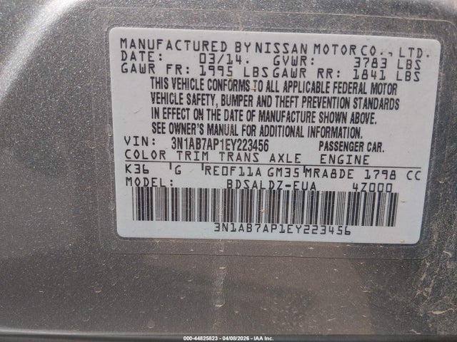 3N1AB7AP1EY223456 Nissan SENTRA SV