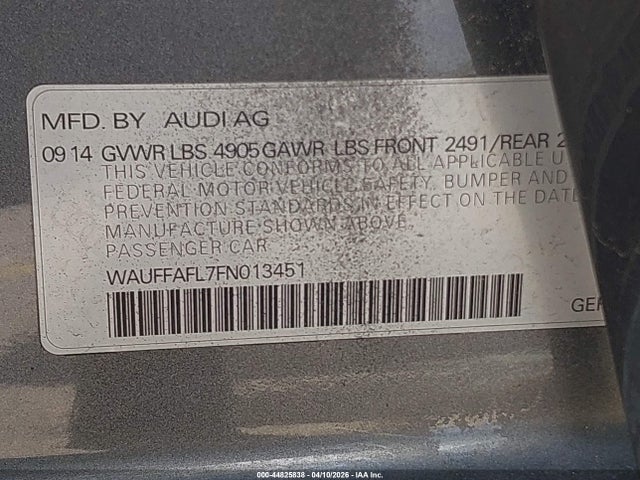 Продажа на аукционе авто 2015 Audi A4 2.0t Premium, vin: WAUFFAFL7FN013451, номер лота: 44825838