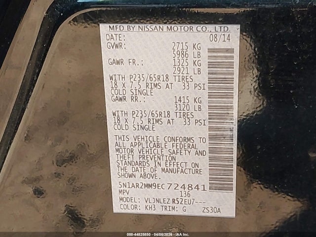 2014 NISSAN PATHFINDER 5N1AR2MM9EC724841 Photo 8