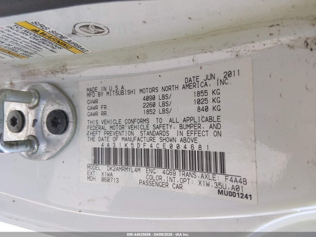 Aukcja sprzedaży 2012 Mitsubishi Eclipse Gs/gs Sport/se, vin: 4A31K5DF4CE004681, numer aukcji: 44825856