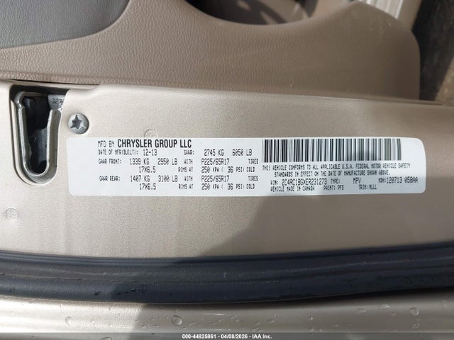 2014 Chrysler Town & Country Touring მანქანა იყიდება აუქციონზე, vin: 2C4RC1BGXER231273, აუქციონის ნომერი: 44825861