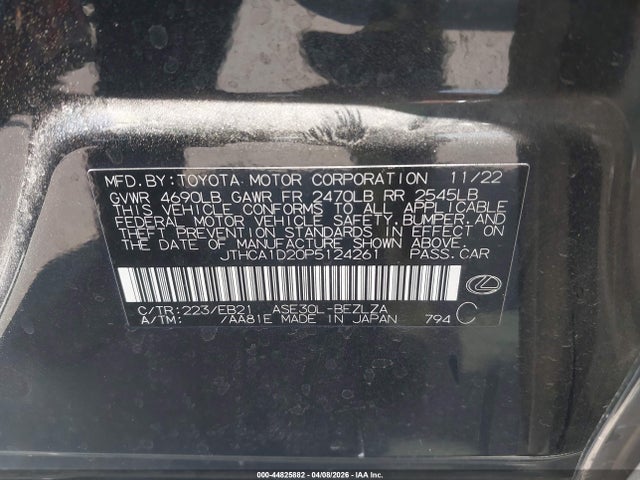 Aukcja sprzedaży 2023 Lexus Is 300, vin: JTHCA1D20P5124261, numer aukcji: 44825882