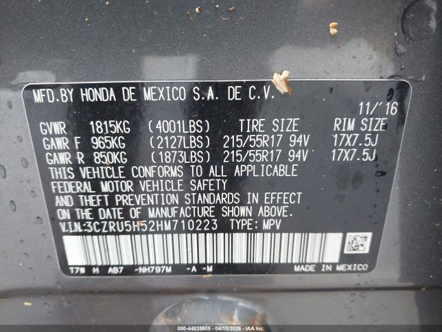3CZRU5H52HM710223 Honda HR-V EX