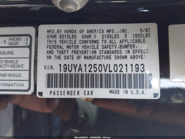 44825912 :رقم المزاد ، 19UYA1250VL021193 vin ، 1997 Acura Cl 2.2 مزاد بيع