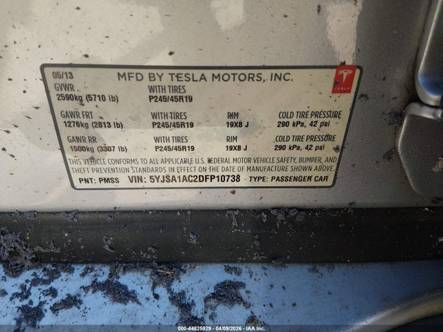 Продаж на аукціоні авто 2013 Tesla Model S, vin: 5YJSA1AC2DFP10738, номер лоту: 44825929
