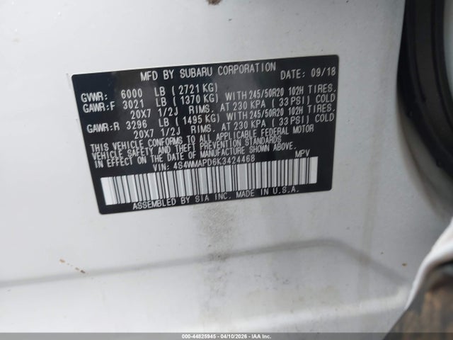 Subaru Ascent Limited 2019 4S4WMAPD6K3424468 Image 9