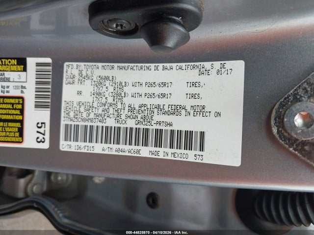 Продажа на аукционе авто 2017 Toyota Tacoma Sr5 V6, vin: 3TMAZ5CN8HM037403, номер лота: 44825970