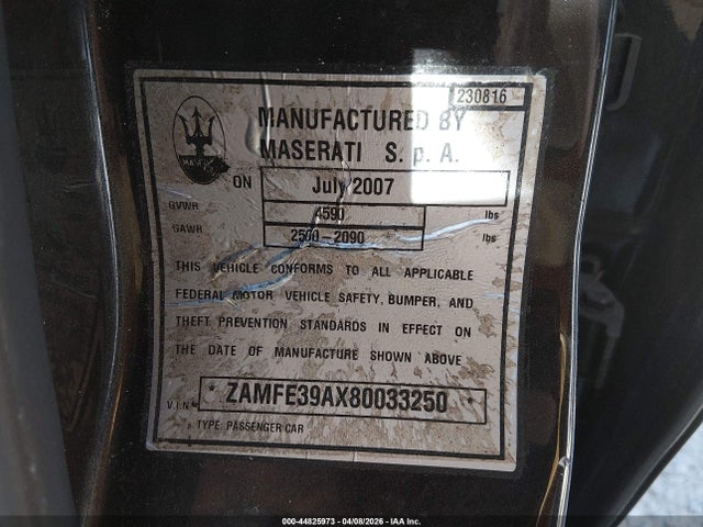 2008 MASERATI QUATTROPORTE ZAMFE39AX80033250 Photo 8