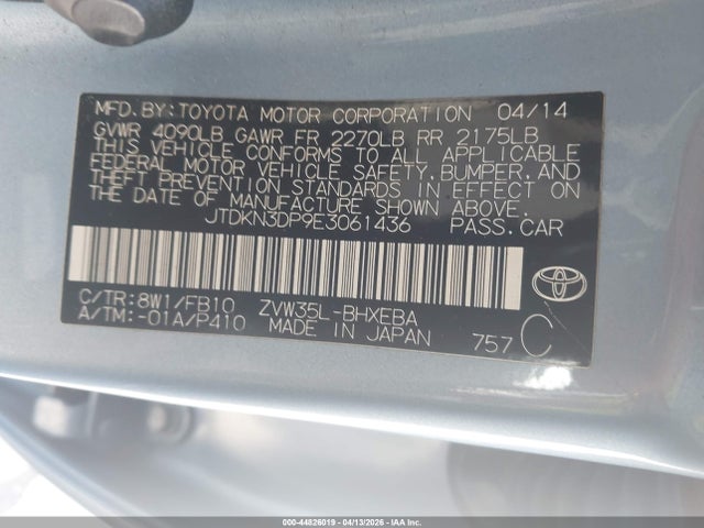 JTDKN3DP9E3061436 Toyota PRIUS PLUG-IN