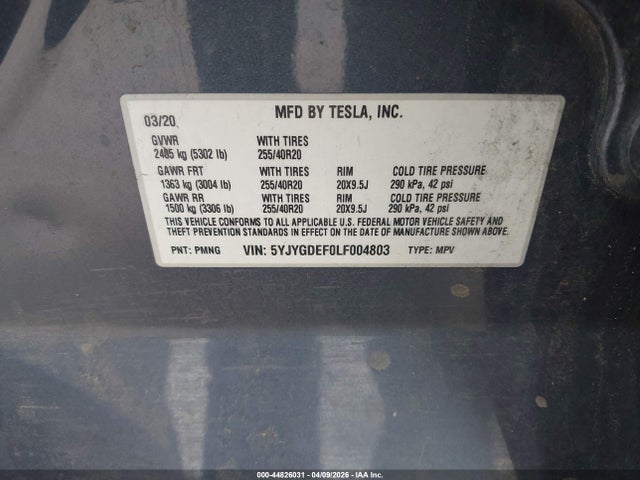 5YJYGDEF0LF004803 Tesla Model Y