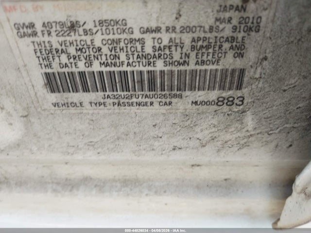Продаж на аукціоні авто 2010 Mitsubishi Lancer Es, vin: JA32U2FU7AU026588, номер лоту: 44826034
