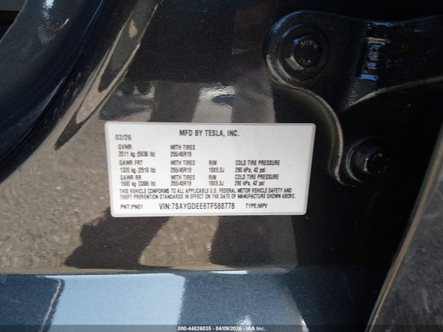 Aukcja sprzedaży 2026 Tesla Model Y All-wheel Drive/long Range Launch Series/premium All-wheel Drive, vin: 7SAYGDEE6TF588778, numer aukcji: 44826035