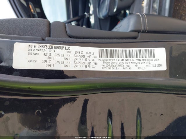 Продажа на аукционе авто 2015 Jeep Grand Cherokee Limited, vin: 1C4RJFBG3FC705724, номер лота: 44826111