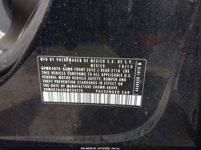 3VW2K7AJ3EM234279 Volkswagen Jetta 2.0l S