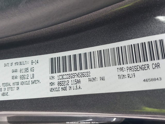 2015 Chrysler 200 S მანქანა იყიდება აუქციონზე, vin: 1C3CCCBG5FN526222, აუქციონის ნომერი: 44826147