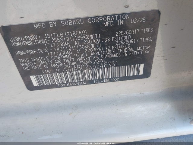 2025 SUBARU CROSSTREK JF2GUABC2S8246361 Photo 8