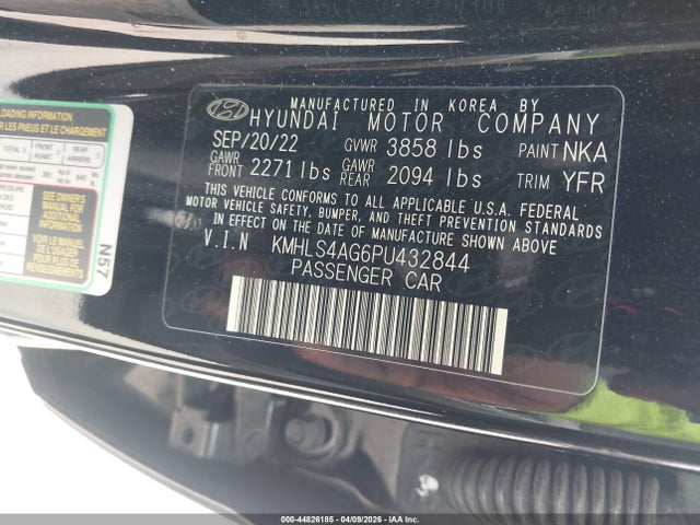 KMHLS4AG6PU432844 Hyundai ELANTRA SEL