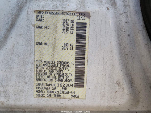 1N4AL3AP4HC162304 Nissan Altima 2.5 Sl