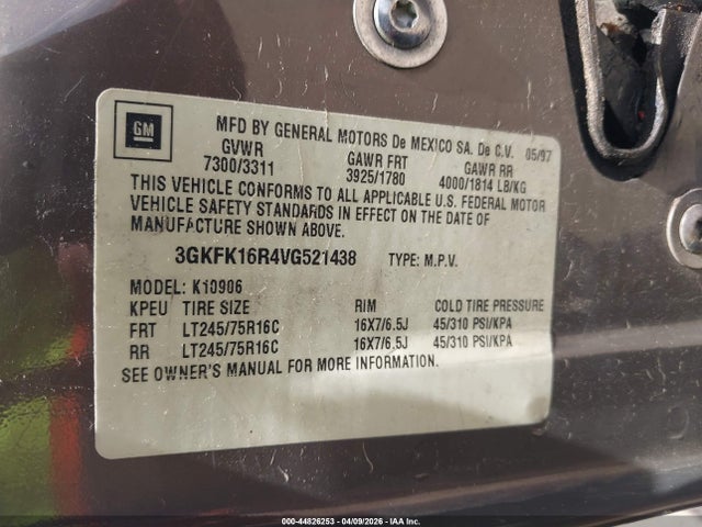 Aukcja sprzedaży 1997 Gmc Suburban 1500 Slt Cmi, vin: 3GKFK16R4VG521438, numer aukcji: 44826253