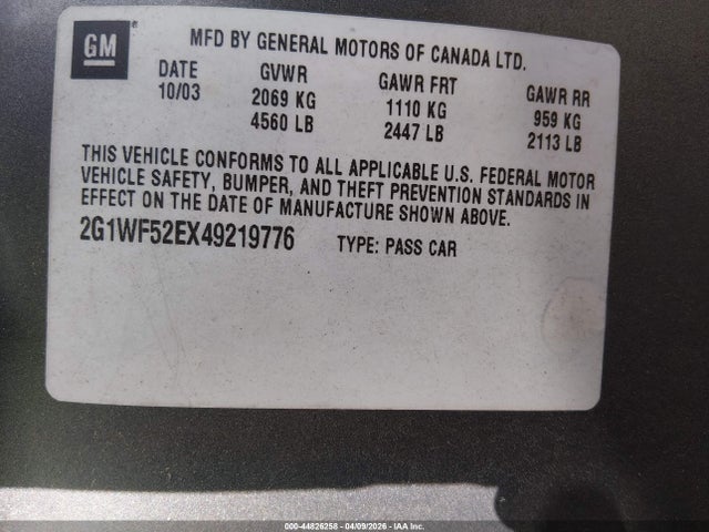 Продаж на аукціоні авто 2004 Chevrolet Impala, vin: 2G1WF52EX49219776, номер лоту: 44826258