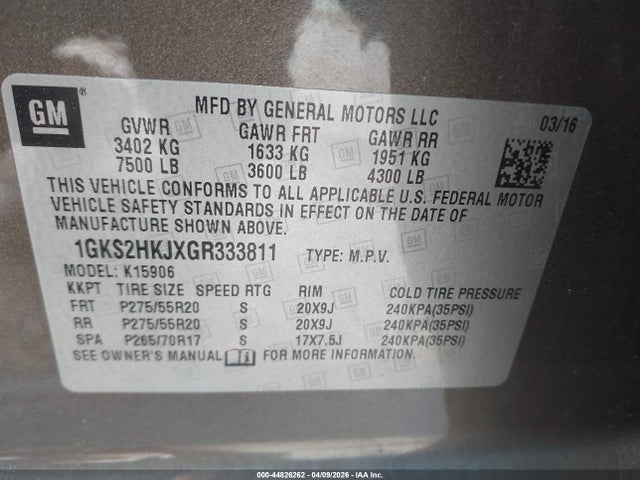 Продажа на аукционе авто 2016 Gmc Yukon Xl Denali, vin: 1GKS2HKJXGR333811, номер лота: 44826262