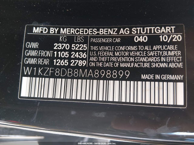 Продаж на аукціоні авто 2021 Mercedes-benz E 350, vin: W1KZF8DB8MA898899, номер лоту: 44826295