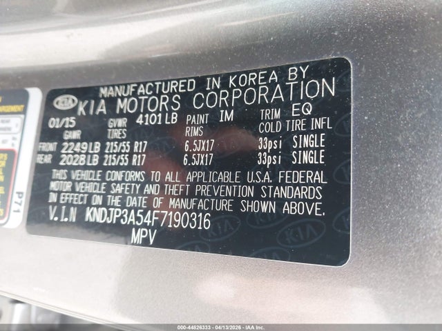 2015 Kia Soul + მანქანა იყიდება აუქციონზე, vin: KNDJP3A54F7190316, აუქციონის ნომერი: 44826333
