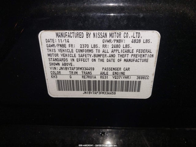 2015 INFINITI Q50 JN1BV7AP3FM334459 Photo 8