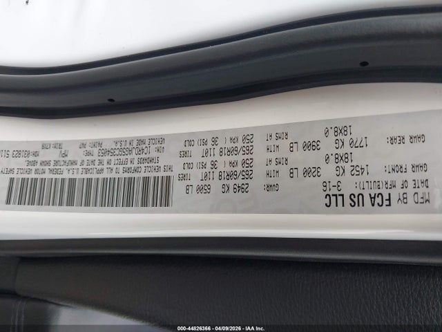 44826366 :رقم المزاد ، 1C4RDJAG5GC354053 vin ، 2016 Dodge Durango Sxt مزاد بيع